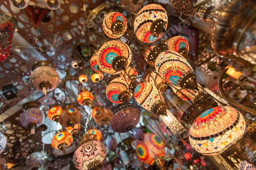 Preview: Colorful lamps on the ceiling