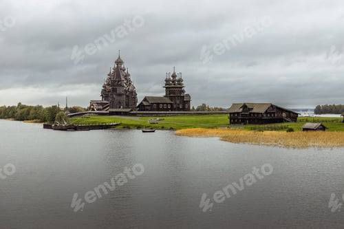Preview: Russia. Kizhi Island on Lake Onega. Wooden domes of the architectural ensemble Kizhi Pogost