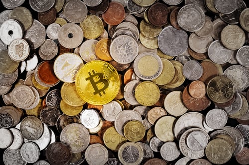 Preview: Various global currency coin's and Bitcoin as currency hedge