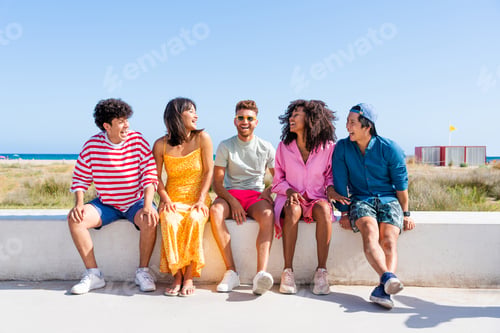 Preview: Group of young best friends bonding outdoors
