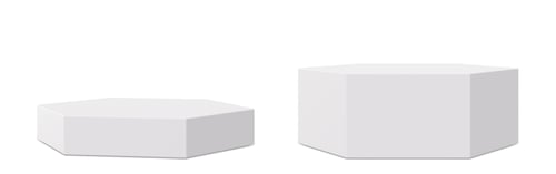 Preview: White podiums isolated on white background. Elegant podium for product, cosmetic presentation.