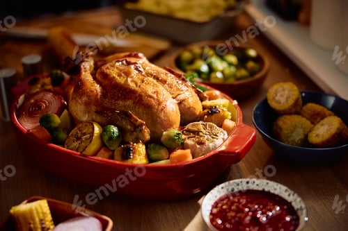 Preview: Roast turkey ready for Thanksgiving meal at home.
