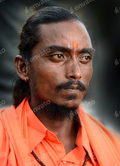 Preview: Portrait of Hindu sadhu the holy man at Kumbh Mela, India