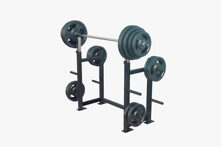 Preview: Weightlifting Squat Rack with Barbell and Plates