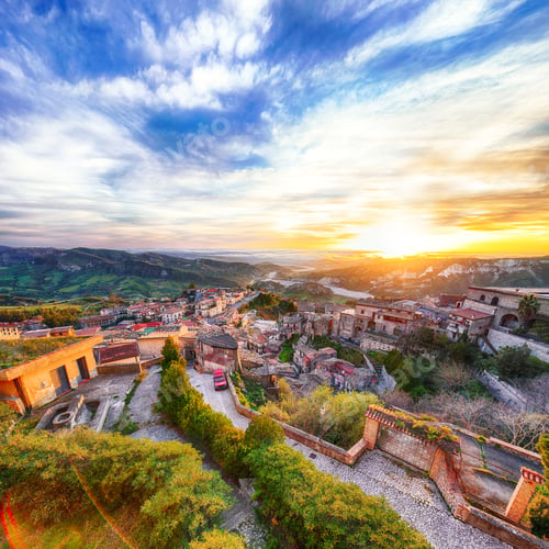 Preview: Sunrise over old famous medieval village Stilo in Calabria