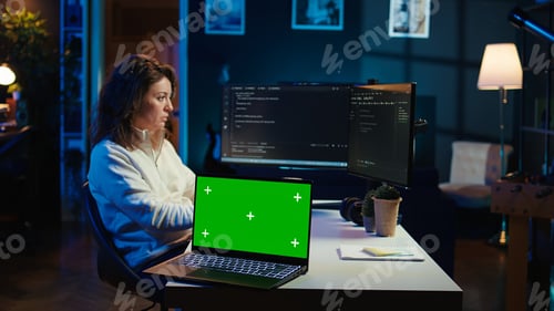 Preview: IT professional maintaining company systems using mockup notebook