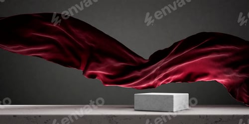 Preview: Stone podium and flowing silk fabric