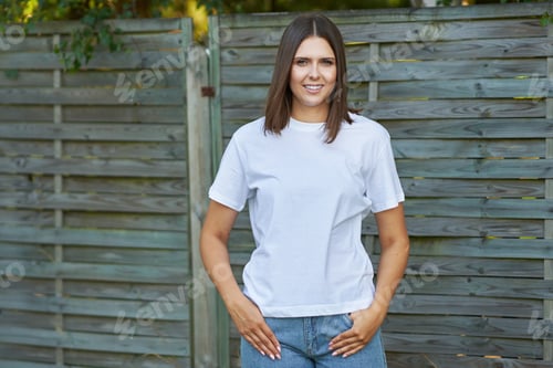 Preview: Young woman in white shirt