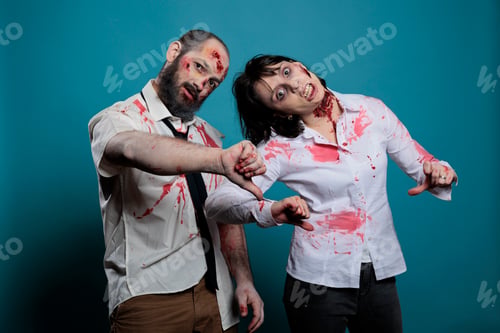 Preview: Creepy halloween monsters showing thumbs down