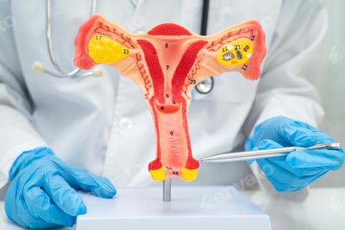 Preview: Uterus, doctor with anatomy model for study diagnosis and treatment in hospital.