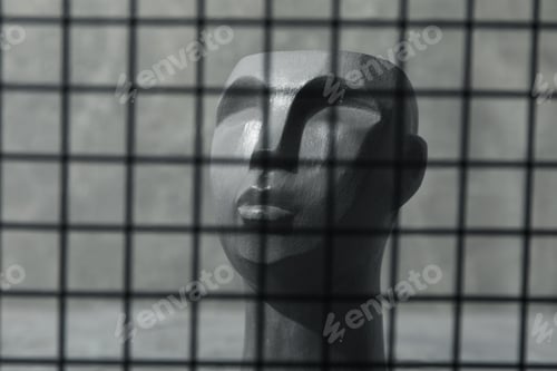 Preview: Mesh and decorative head, close up and selective focus