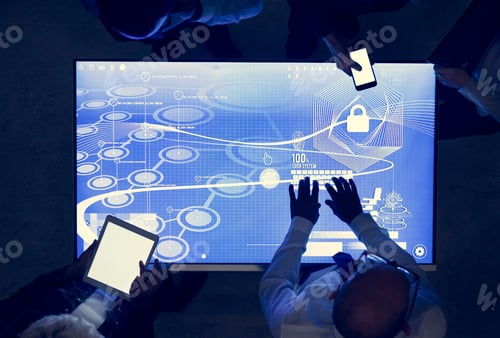 Preview: People in a technology cyber space meeting