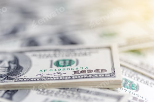 Preview: Stack of hundred dollar bills, closeup, cash