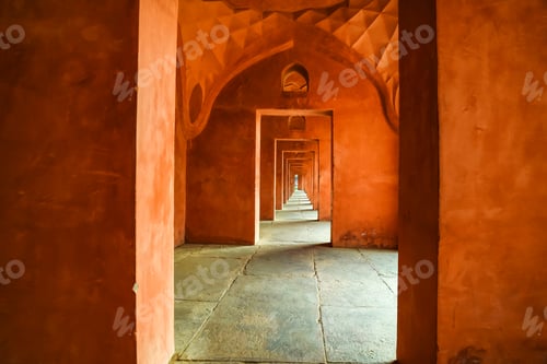 Preview: Beautiful view of hallway at Taj Mahal in India