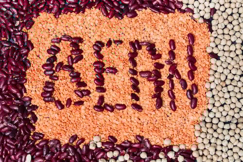 Preview: Group of beans, lentils and chick-pea. beans assortment. sign " beans"