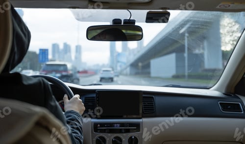 Preview: People driving car on city road