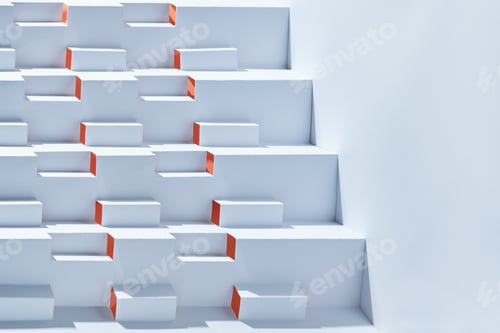 Visualização: Fundo geométrico abstrato. Degraus da escada. Textura de papel dobrado. Documentação de Kirigami.