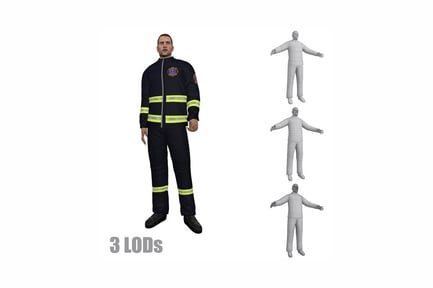 Preview: Triple pose study of a firefighter figure