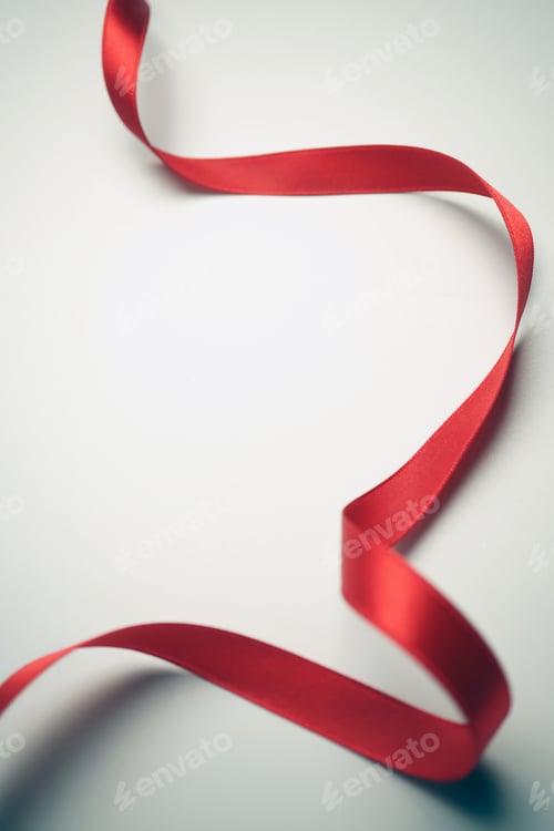 Preview: Red Ribbons On Gray Background For Shopping , Anniversary , New Year , Christmas And Celebration