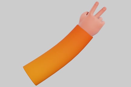 Preview: 3D Cartoon Hand Showing Peace Sign