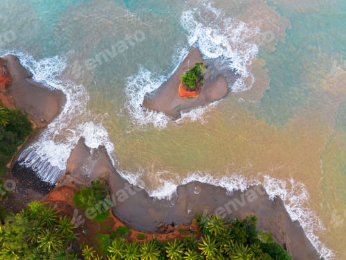 Preview: beautiful morning view panorama indonesia beach weather with sky colors and storm season