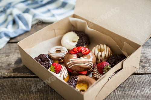 Preview: Colorful donuts in box