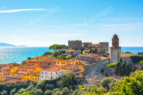 Preview: Castiglione della Pescaia, old town and sea. Maremma Tuscany, Italy