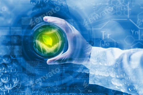 Preview: Close Up Image Of Human Hand Holding Test Tube. Science Concept