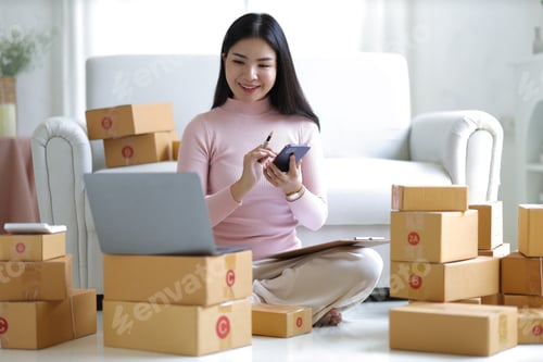 Preview: A woman running a small e-commerce business is doing a hobby at home.