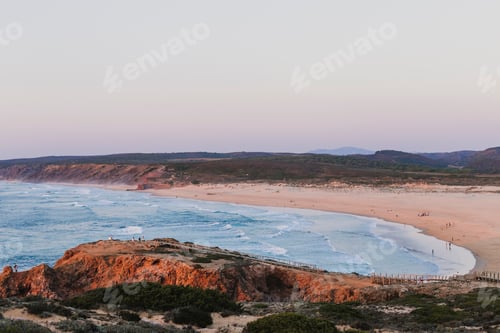 Preview: Landscape of Bordeira beach, Portugal, Algarve. Summertime, sunset and holidays concept