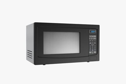 Preview: Angled View of Black and Silver Microwave Oven