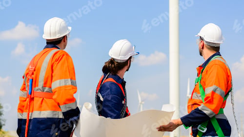 Preview: Engineer working with confident. Worker outdoor working. Mega project construction.