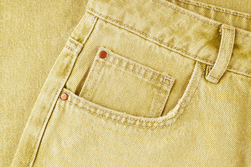 Preview: Front Pocket, Small Pocket, Details Of Yellow Jeans Pants Close Up, Macro