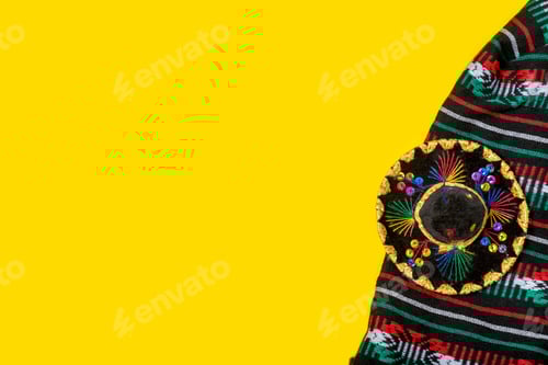 Preview: Festive Fiesta: Colorful Sombrero on Striped Fabric