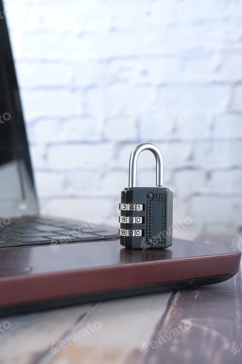 Preview: internet safety concept with padlocked on computer keyboard