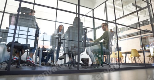 Preview: Brainstorming. Group of multiracial business people working together, discussing project while