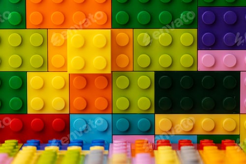 Preview: Details of children's plastic building kit close up