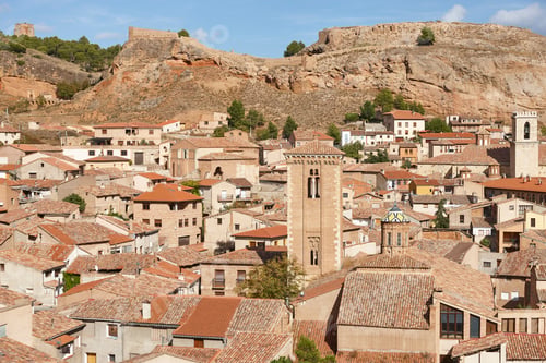 Preview: Picturesque tile rooftops in spanish village. Daroca, Zaragoza. Huesca, Spain