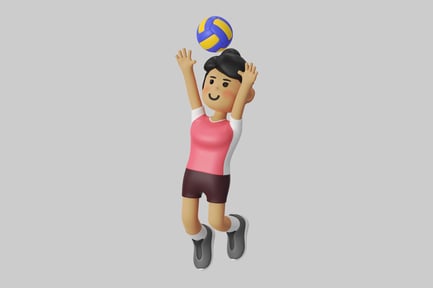 Preview: Jumping volleyball player cartoon character