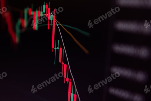 Preview: Close up of Bitcoin and Cryptocurrency stock market exchange candlestick chart