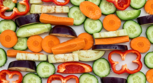 Preview: Assorted chopped vegetable background healthy cooking preparation ingredients pattern.