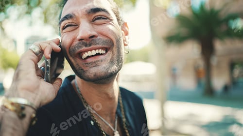 Preview: Stylish man emotionally talking on smartphone