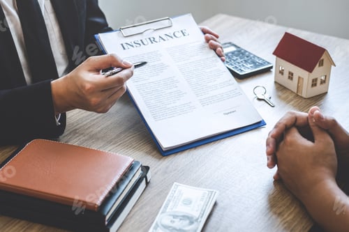 Preview: Estate agent giving house and keys to client after signing agreement contract real estate with