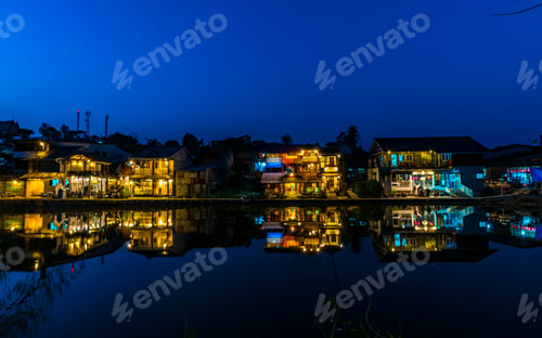 Preview: Lake and the village at Ban I-Tong, Pilok, Thong Pha Phum, Kanchanaburi, Thailand.