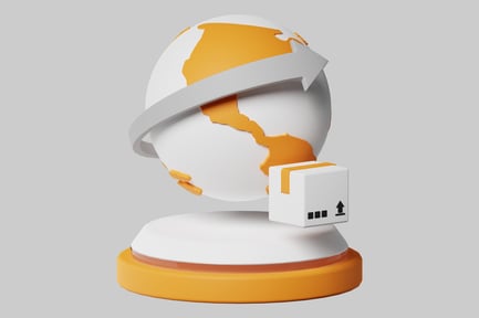 Preview: Global delivery globe with package