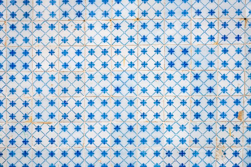Preview: Close up of colorful Portuguese Azulejos (ceramic tiles) on a wall in Lisbon