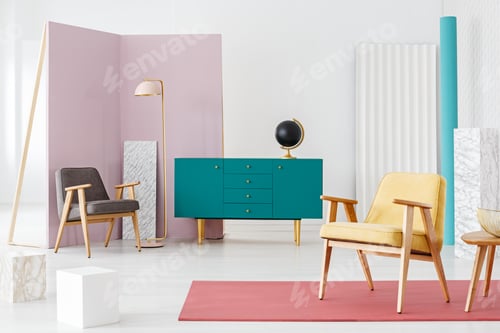 Preview: Spacious pastel flat interior
