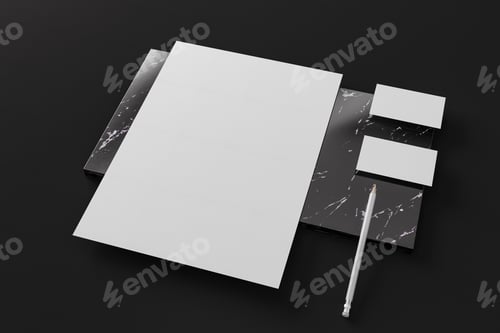 Preview: Corporate identity stationery on black and marble. Template for branding design. Business concept.