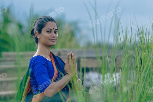 Preview: Yogini doing Asana in an ancient temple