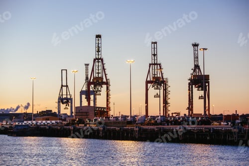 Preview: Cargo Cranes At Dusk